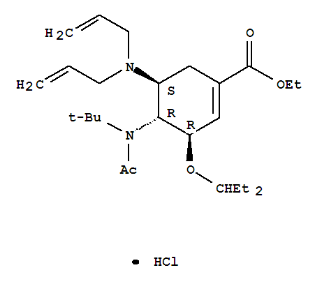 (3R,4R,5S)-4-N-Acetyl(1,1-dimethylethyl)amino-5-N,N-diallylamino-3-(1-ethylpropoxy)-1-cyclohexene-1-carboxylic acid ethyl ester monohydrochloride